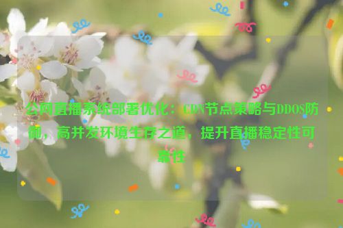 公网直播系统部署优化:CDN节点策略与DDOS防御,高并发环境生存之道,提升直播稳定性可靠性