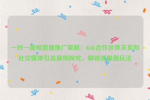 一对一视频直播推广策略:KOL合作伙伴关系和社交媒体引流案例探究,解锁流量新玩法